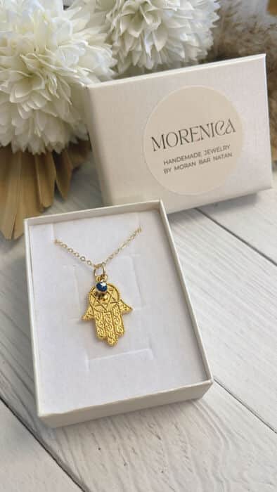 שרשרת חמסה ועין ציפוי זהב