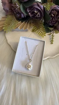 שרשרת פנינה לב זרקון